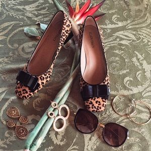 Vintage Leopard Square Toe Heels